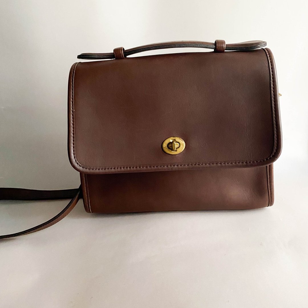 中古Coach│斜背包│侧背包│单肩包│真皮手袋│女友礼物│古着 - 侧背包/斜挎包 - 真皮 咖啡色