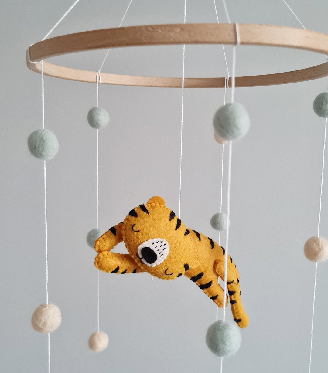TIGER MOBILE, CUSTOM FELT MOBILE, Gold tiger hanging decor - 玩具/玩偶 - 其他材质 蓝色