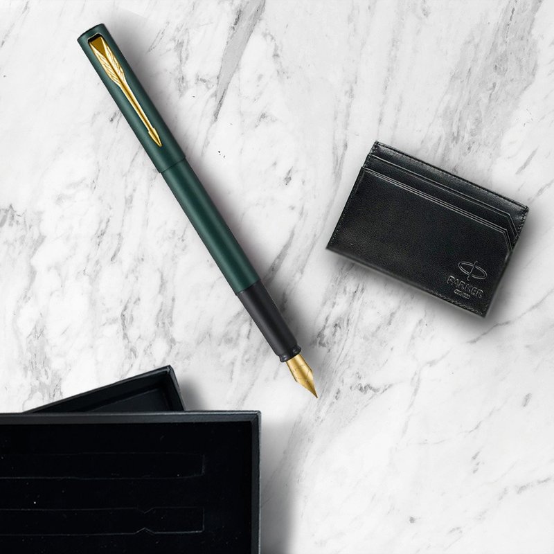 PARKER 派克 威雅XL系列 潮水绿 钢笔 F尖 牛皮卡夹礼盒 免费刻字 - 钢笔 - 其他金属 绿色