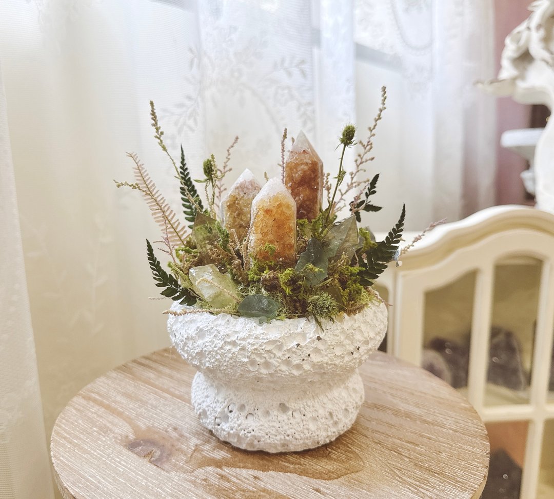 能量黄金柱_春之交响曲。黄水晶 永生叶材绿植栽 - 植栽/盆栽 - 水晶 橘色