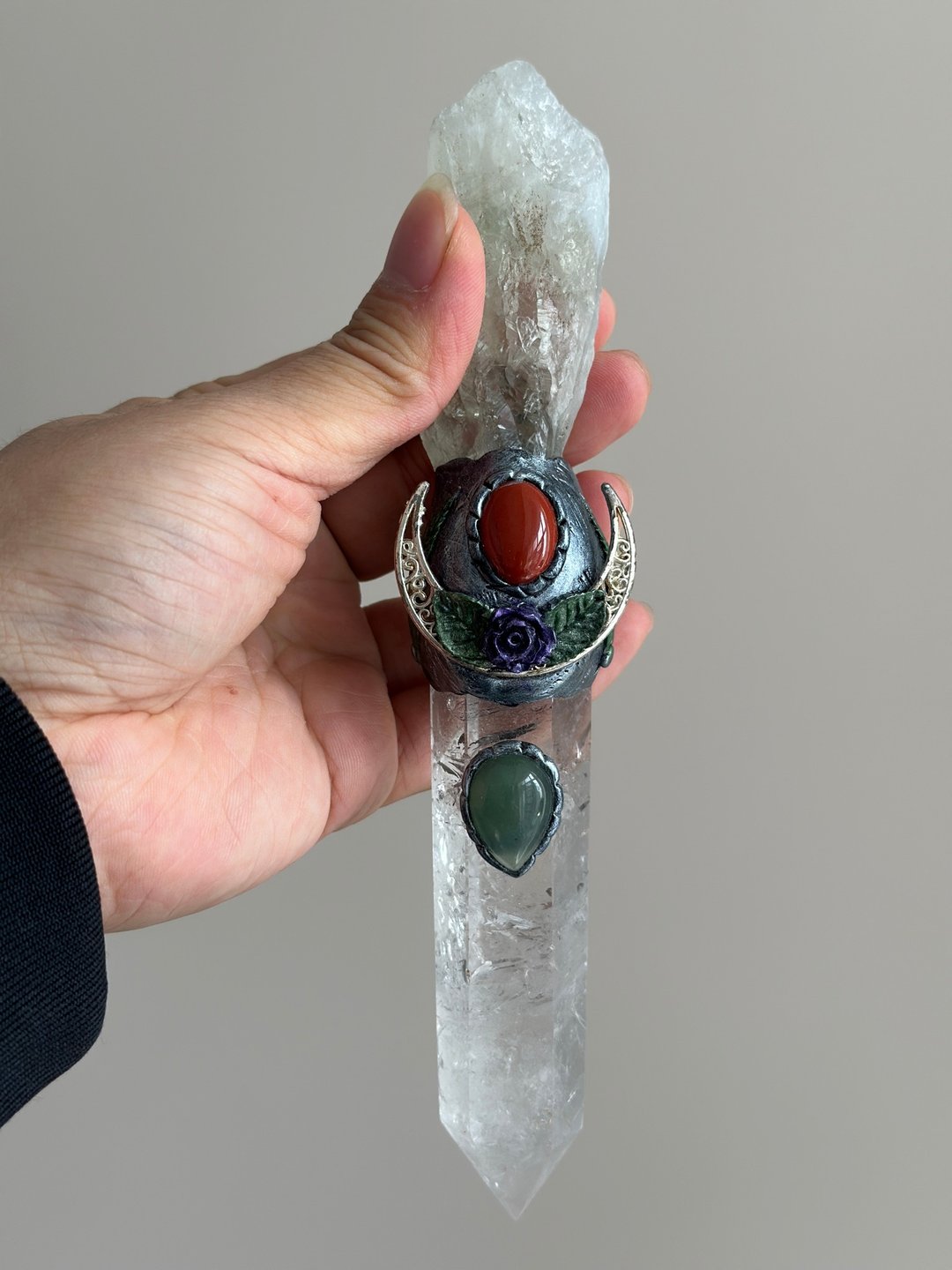 孤品仅一件手工制作白水晶闪灵水晶魔法棒疗愈摆件能量放大器 - 手链/手环 - 水晶 白色