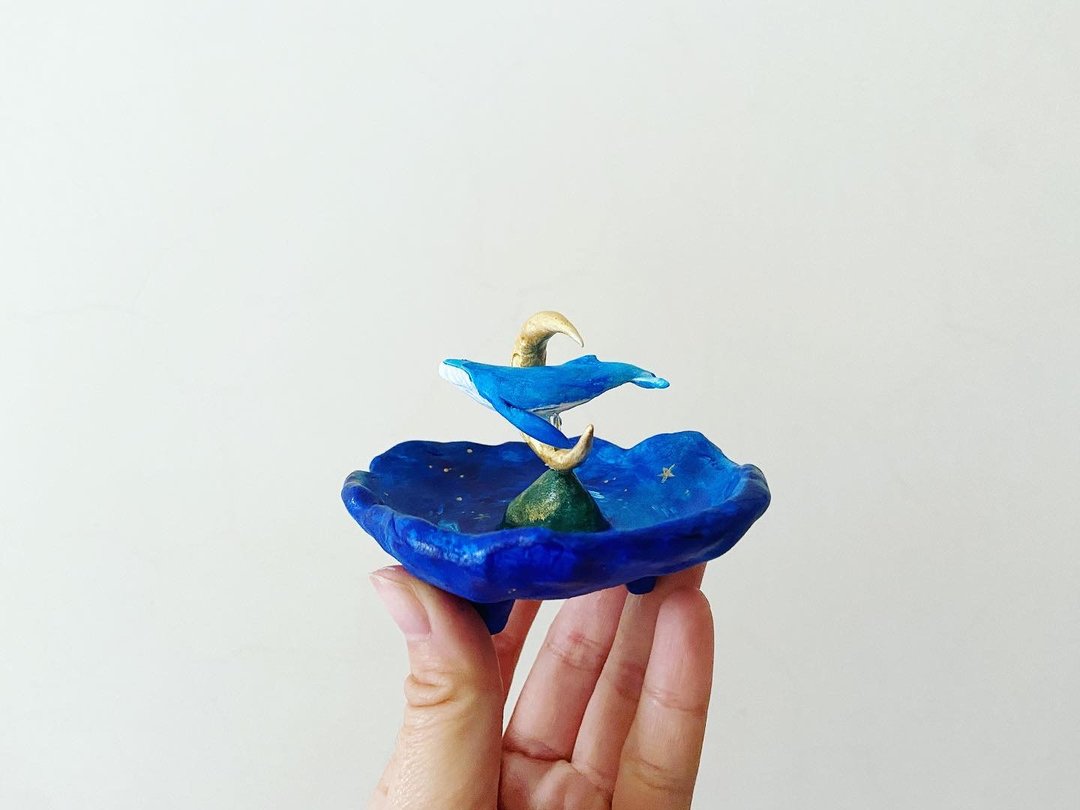 月海鲸鱼小盘 - 摆饰 - 粘土 蓝色