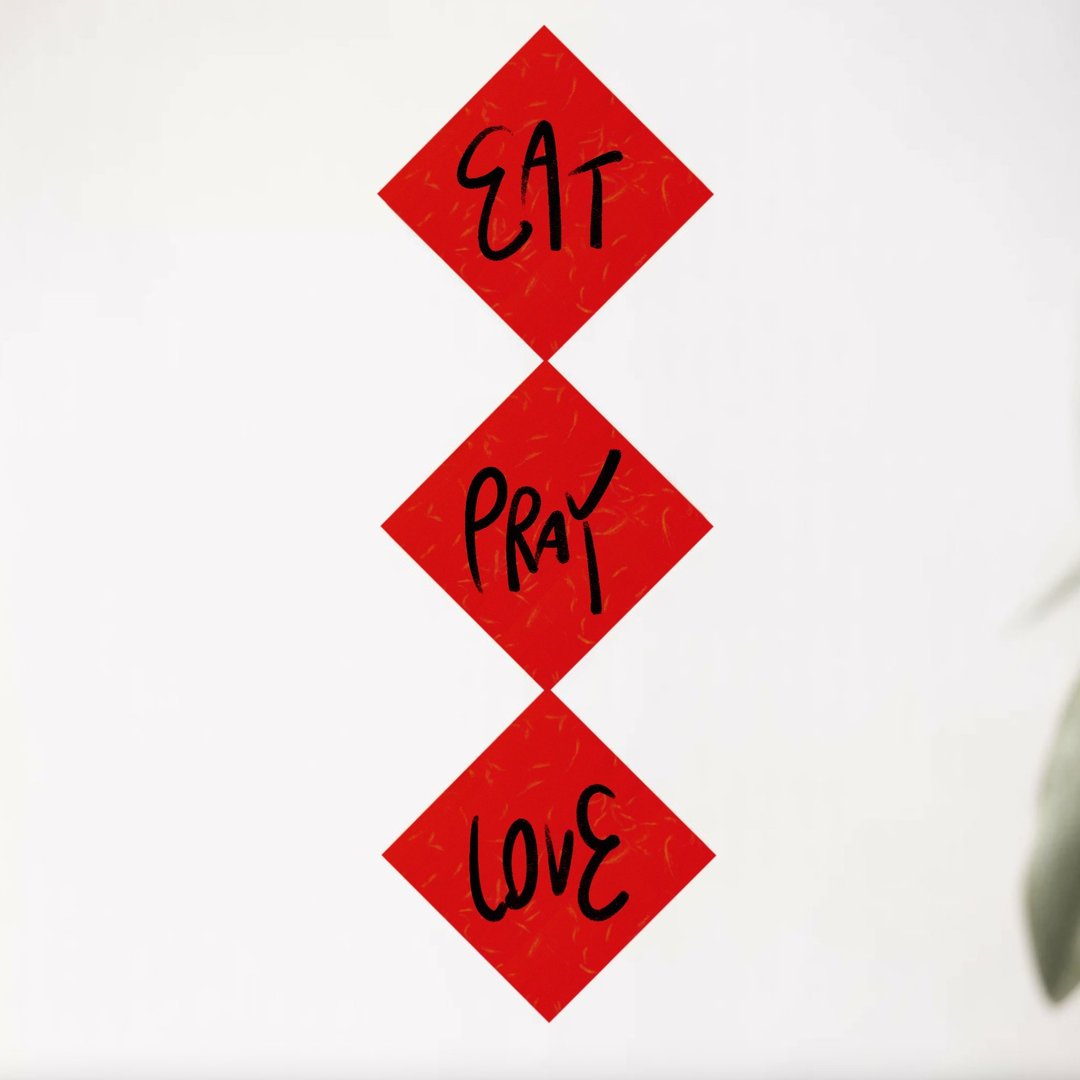 EAT PRAY LOVE 手写烫金斗方春联 新年 春节 喜气 字串 定制礼品 - 红包/春联 - 纸 红色