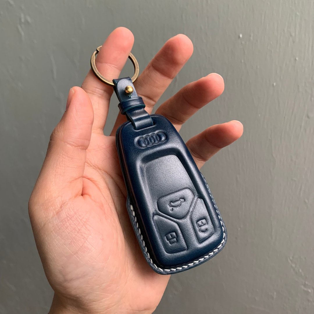 Audi 奥迪 马臀 钥匙皮套 A1 A3 A4 A5 A6 A7 A8 Q2 Q3 Q5 Q7 Q8 - 钥匙链/钥匙包 - 真皮 蓝色