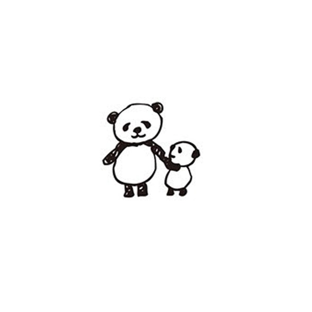 【KODOMO NO KAO】熊猫 木印章 亲子 - 插画/绘画/写字 - 木头 卡其色