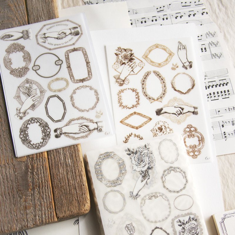 美好手手与框与花 - 转印贴纸 - 贴纸 - 塑料 