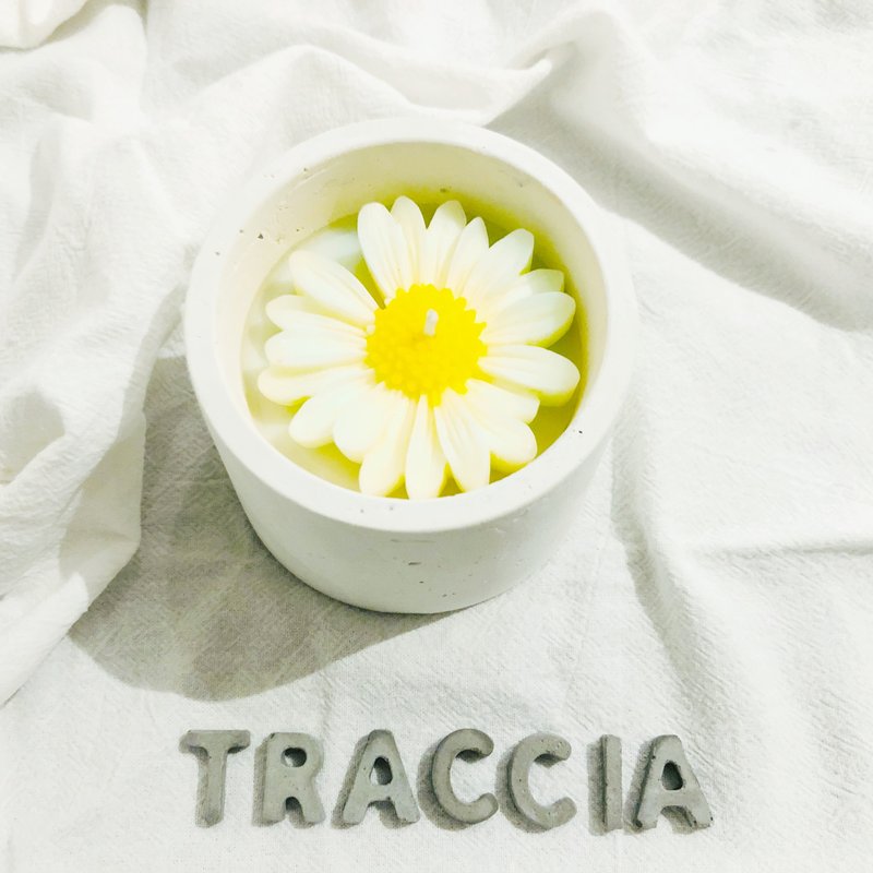 香氛系列-小雏菊水泥蜡烛/质感白 - 香薰/精油/线香 - 水泥 白色