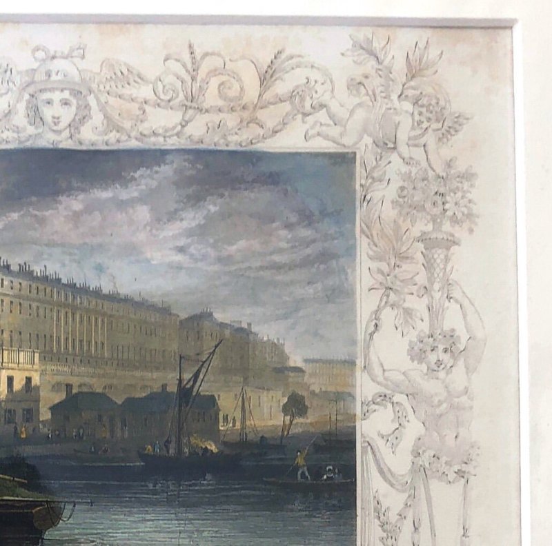 1840年英国伦敦泰晤士河景古画 - 海报/装饰画/版画 - 纸 