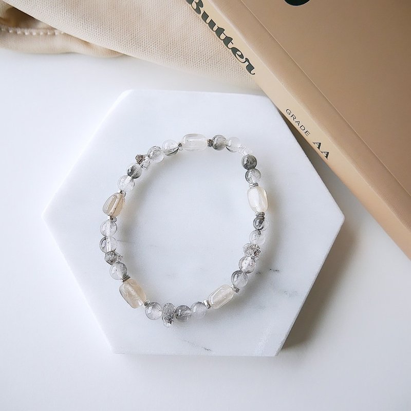 黑银钛/闪灵钻/茶晶-提高能量振动频率招财抵御负能量增强果断力 - 手链/手环 - 水晶 银色