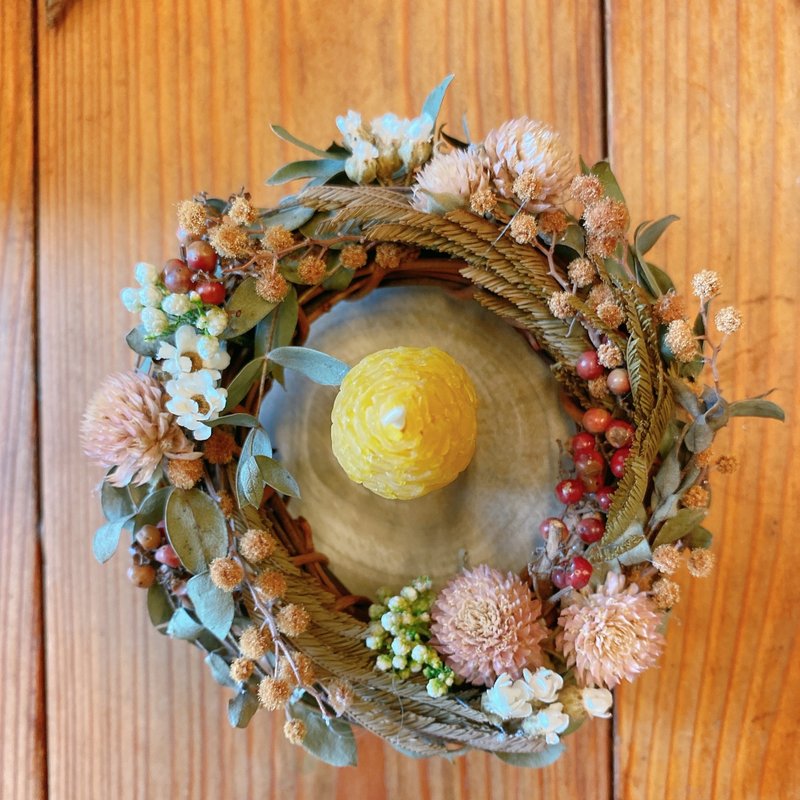 11cm干燥花圈蜂蜡蜡烛礼盒 - 接单生产 - 蜡烛/烛台 - 植物．花 多色