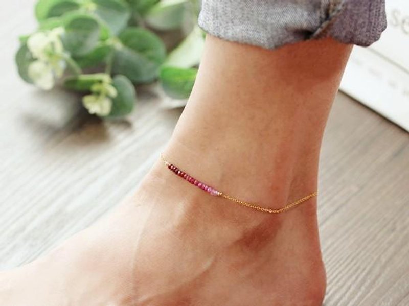 Goddess of Victory Gradient Ruby Anklet July Birthstone - 脚链/脚环 - 其他金属 红色