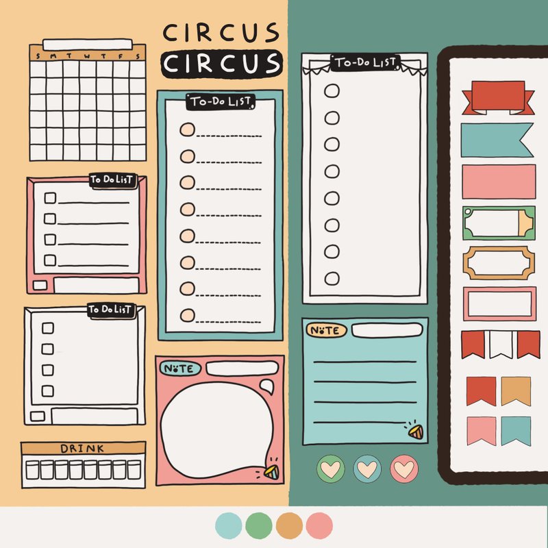 Stickers Planner Set : Circus Circus (Digital Product)| A M O T I Z - 电脑手机桌布/贴图/App 图示 - 其他材质 
