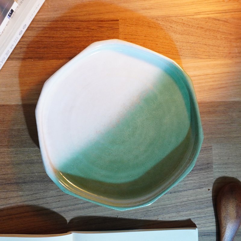 6寸手切碧绿白陶盘,餐盘,菜盘,水果盘,点心盘-直径约15.6厘米 - 盘子/餐盘/盘架 - 陶 多色