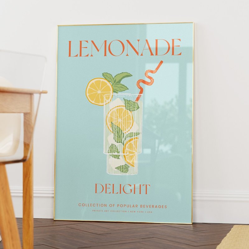 Lemonade 柠檬汁 饮品挂画 海报 居家布置 - 电子手绘真人画像/绘画/插画 - 其他材质 