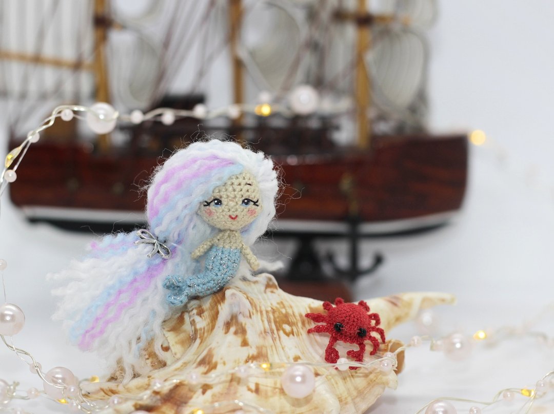 小美人鱼娃娃小钩针娃娃可爱的礼物微型美人鱼娃娃amigurumi - 玩偶/公仔 - 棉 