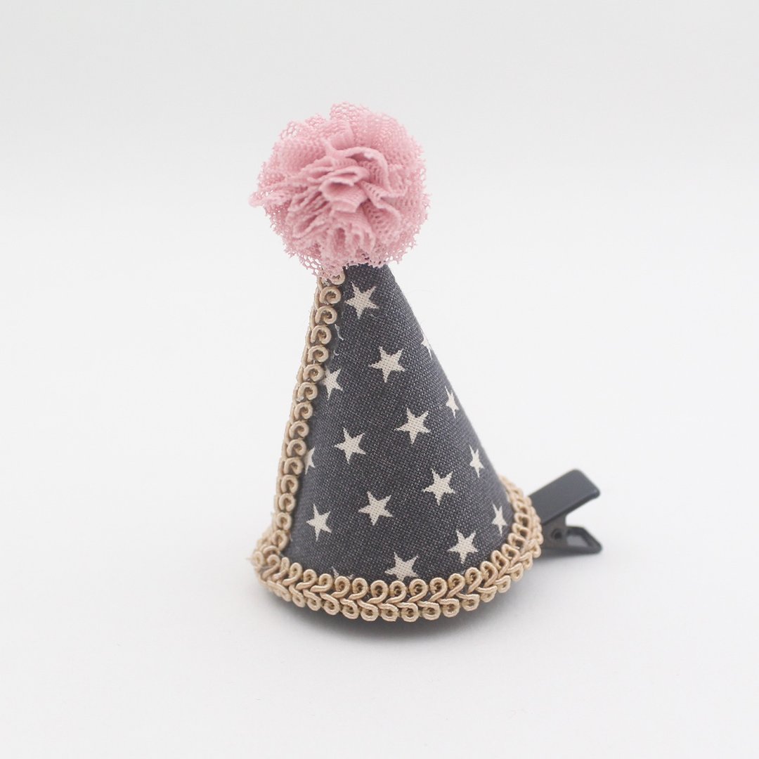 Baby star cone hat hairclip,happybirthday,party,party hat,cone hat - 婴儿饰品 - 聚酯纤维 灰色