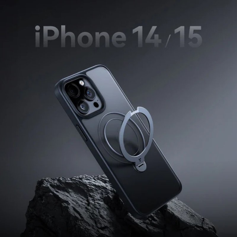 【iPhone 15 14系列】TORRAS Ostand Spin MagSafe支架防摔手机壳 - 手机壳/手机套 - 塑料 透明
