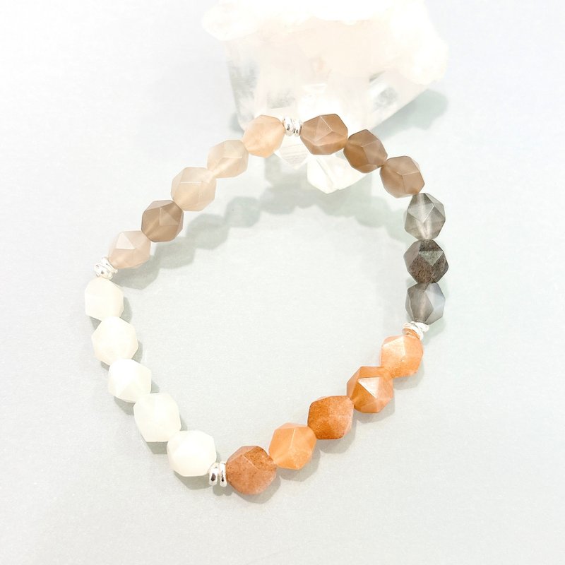 Ops Moonstone silver bracelet-渐变多彩月光/橙月光/纯银/手链 - 手链/手环 - 其他金属 多色