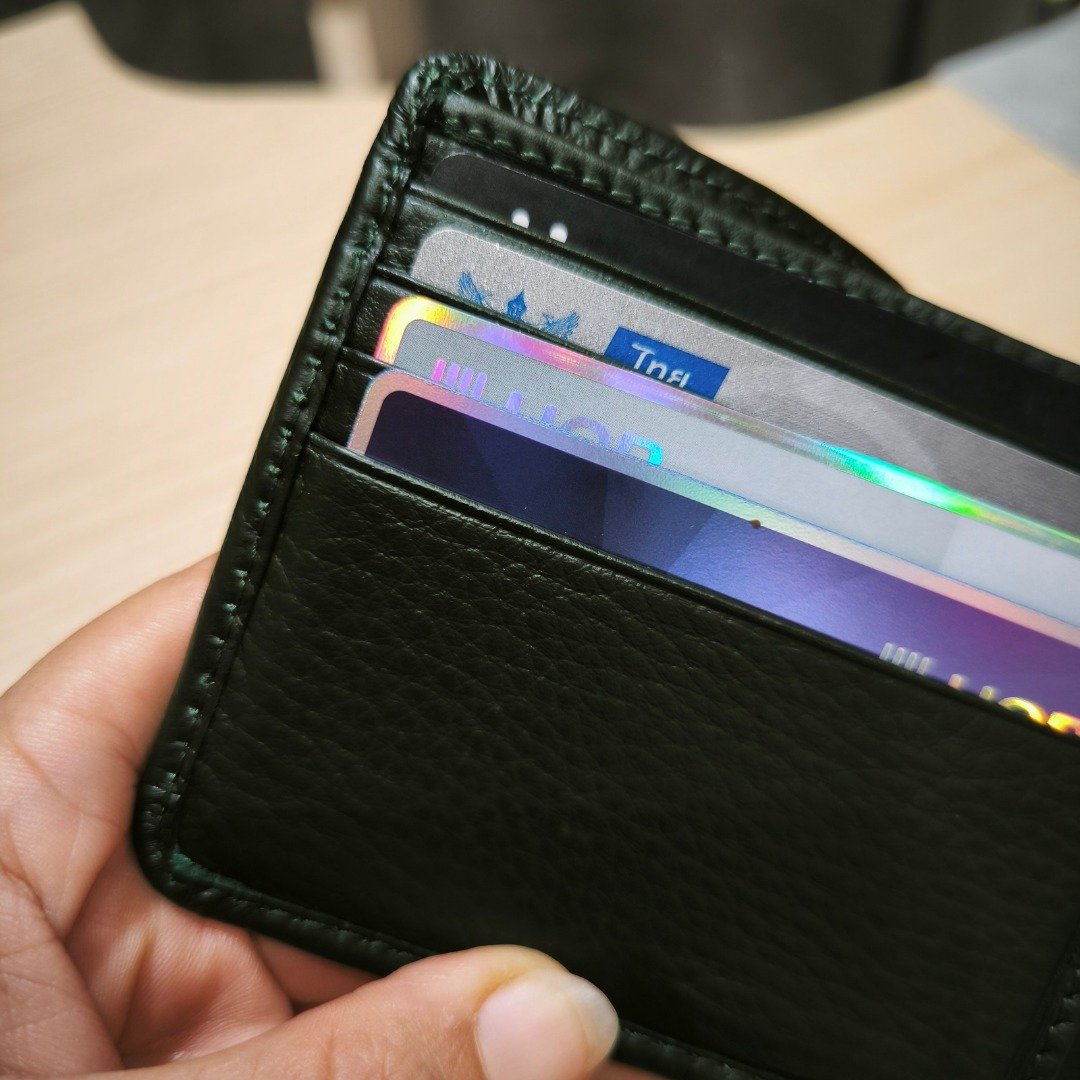 W008 Wallet + Credit card slot - Forest Green - Genuine leather - 皮夹/钱包 - 真皮 绿色
