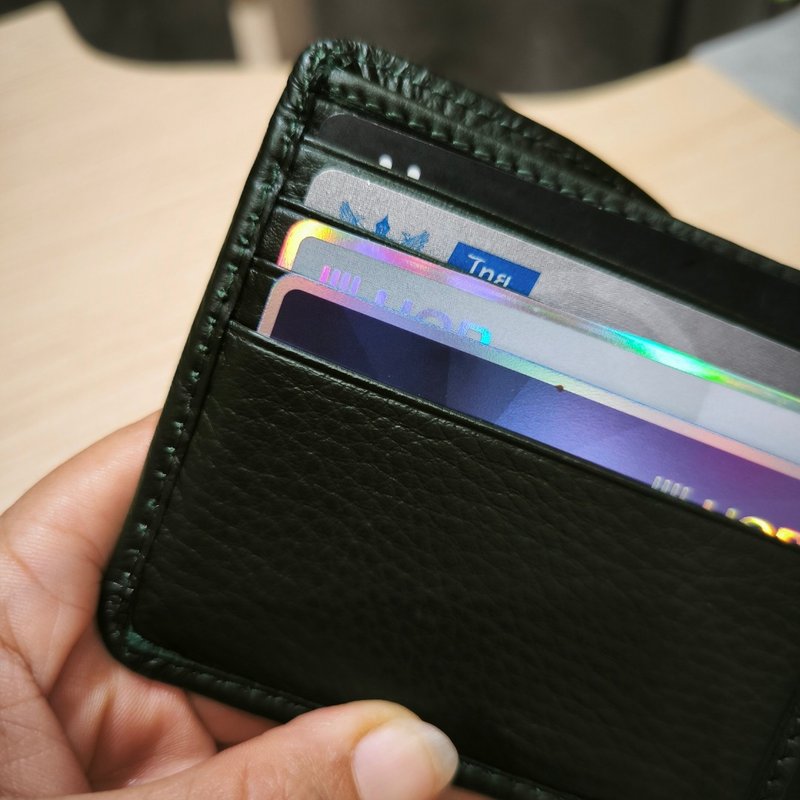 W008 Wallet + Credit card slot - Forest Green - Genuine leather - 皮夹/钱包 - 真皮 绿色