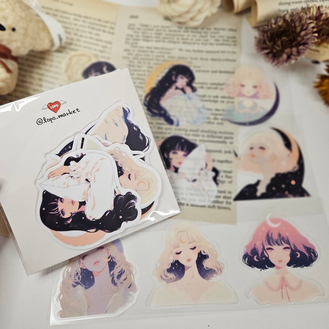 雾面透明大尺寸裁型贴纸 – 月光少女，共 9 张 - 贴纸 - 其他材质 