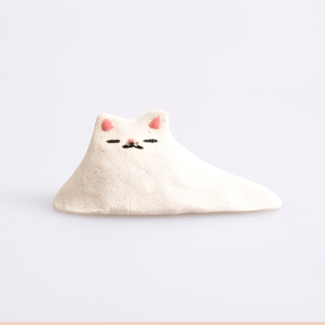 猫是液体系列—白猫 - 摆饰 - 陶 白色