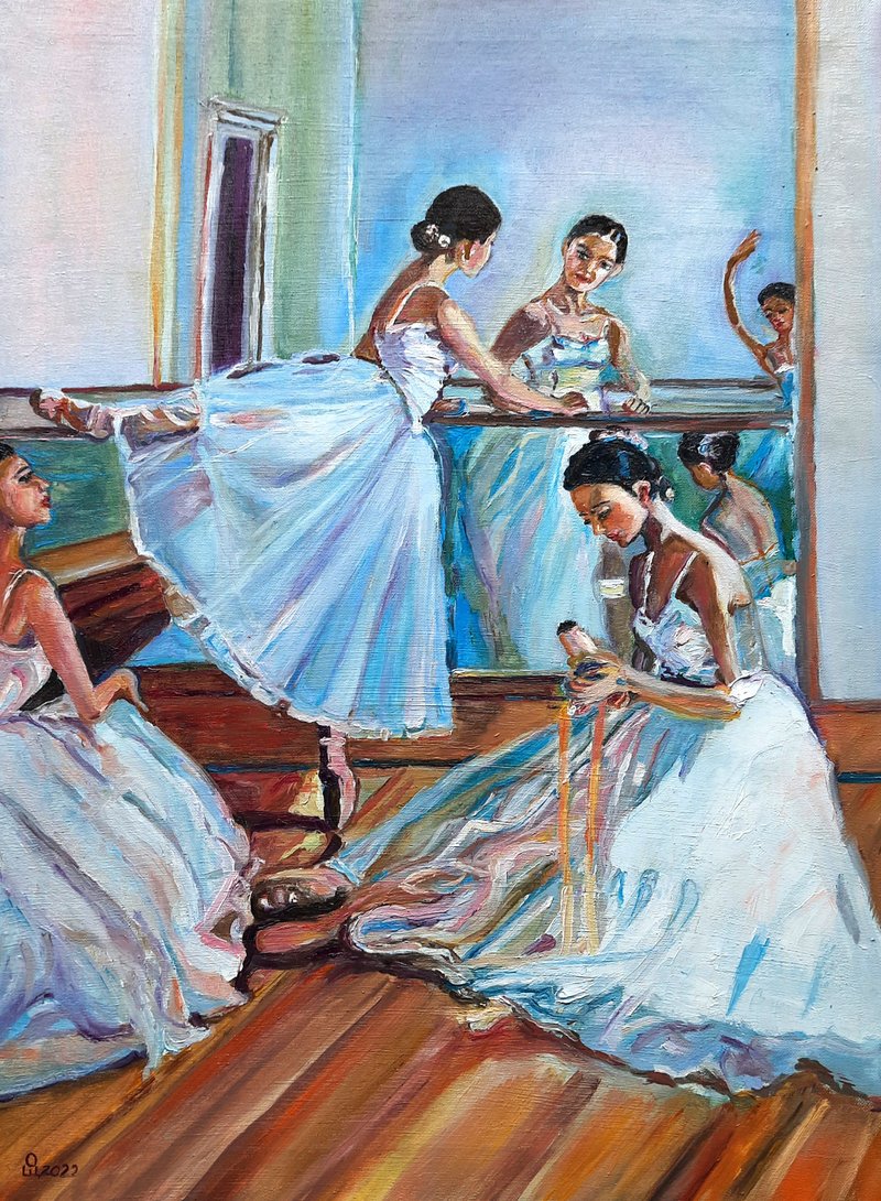 油畫原作 Ballerina Art Original Painting  手工油畫  油畫 Oil On Canvas  Wall Decor - 墙贴/壁贴 - 其他材质 蓝色