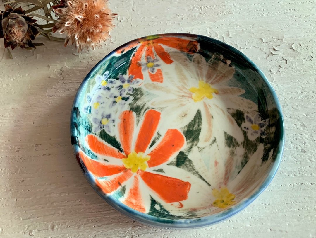 花团锦簇圆盘_陶器餐盘 - 盘子/餐盘/盘架 - 陶 蓝色