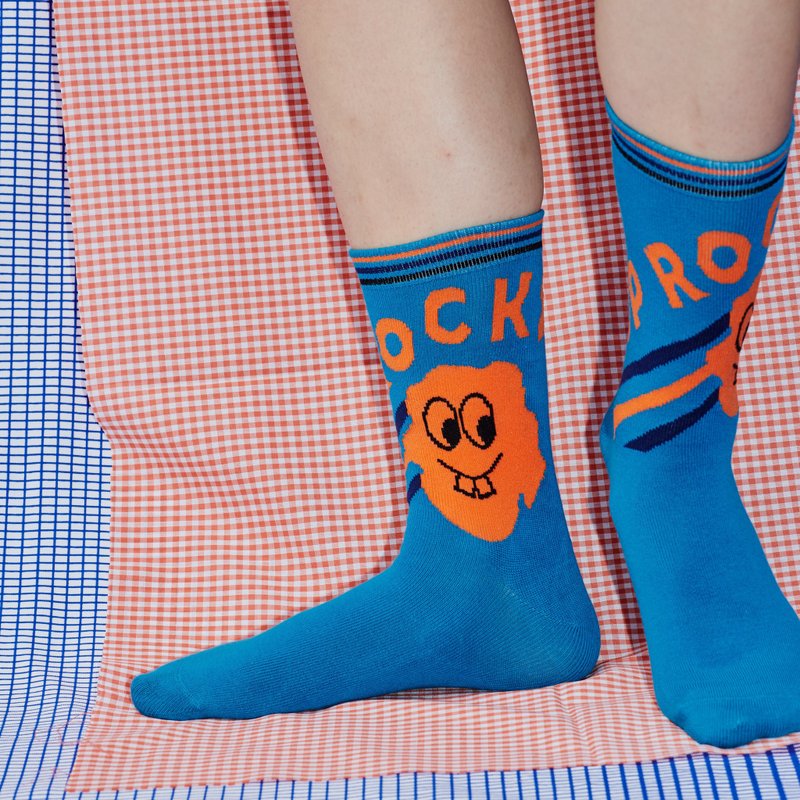 LIFEBEATxSABRINA HSIEH 联名印花棉袜 - 袜子 - 棉．麻 蓝色