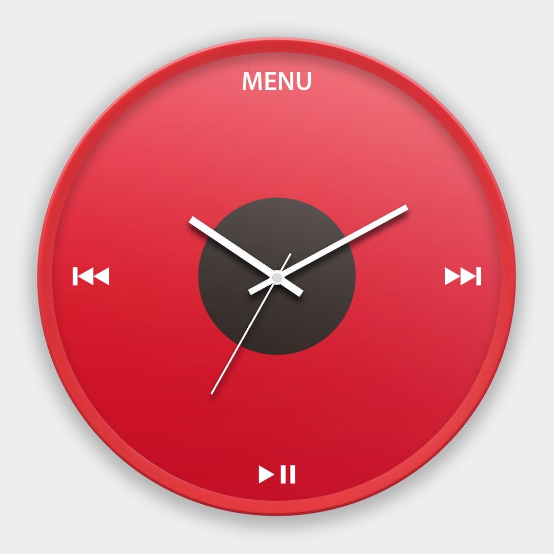 iPod U2 台湾制30CM办公居家时尚极简静音扫描挂钟 017 - 时钟/闹钟 - 塑料 红色