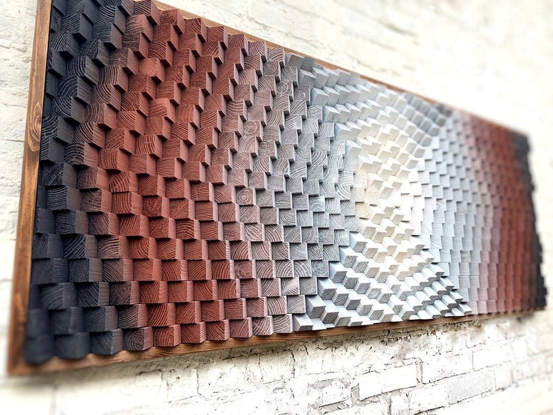 Music Room Decor - Wood Wall Art - Geometric Modern - 3D Acoustic Sound Diffuser - 墙贴/壁贴 - 木头 咖啡色