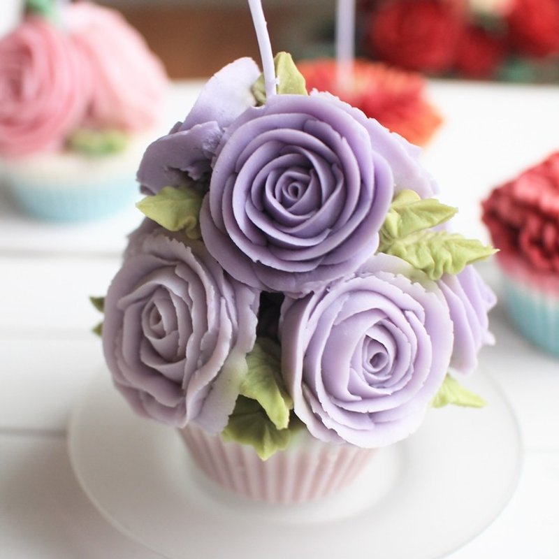 【蕾安柏】紫玫瑰│香氛蜡烛│杯子蜡烛│婚礼小物 - 蜡烛/烛台 - 蜡 紫色