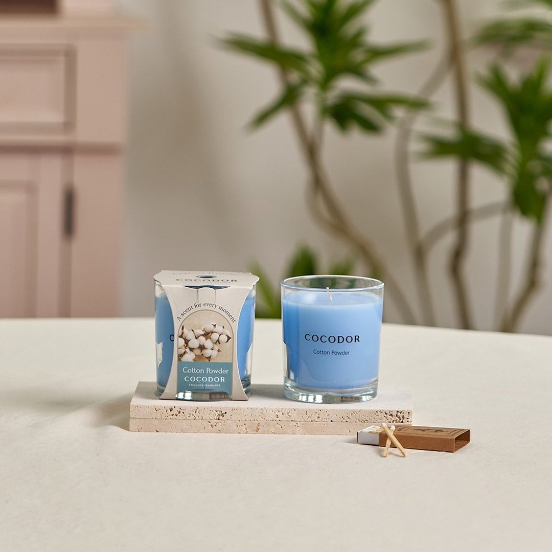 COCODOR-香氛蜡烛170g-纯棉花絮Cotton Powder - 蜡烛/烛台 - 玻璃 蓝色