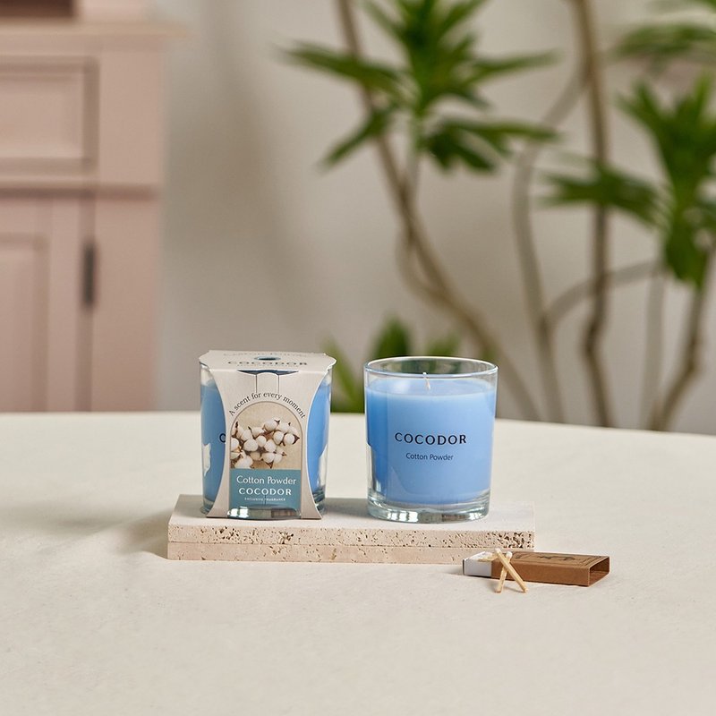 COCODOR-香氛蜡烛170g-纯棉花絮Cotton Powder - 蜡烛/烛台 - 玻璃 蓝色