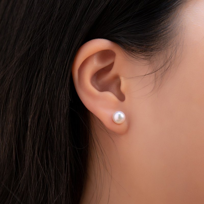 【送礼首选最佳礼物】日本 Akoya 18K金珍珠耳环 - 耳环/耳夹 - 珍珠 金色