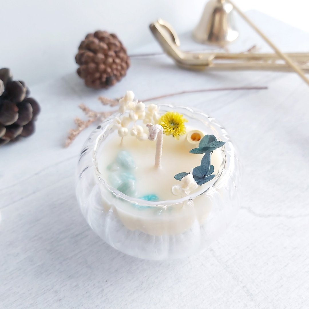 灯笼双层玻璃杯 45g 天然大豆香薰蜡烛 天河石 宝绿 - 蜡烛/烛台 - 蜡 绿色