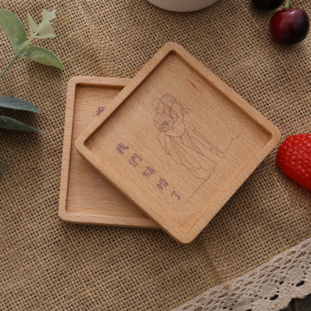 【定制化-木质杯垫】公司礼品 婚礼小物 毕业礼物 生日礼品 - 杯垫 - 木头 咖啡色