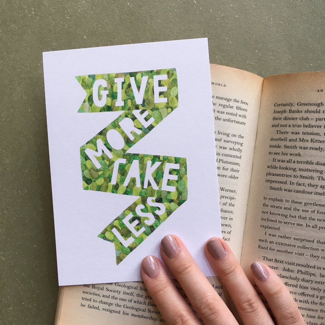 Give More Take Less明信片 - 卡片/明信片 - 纸 绿色