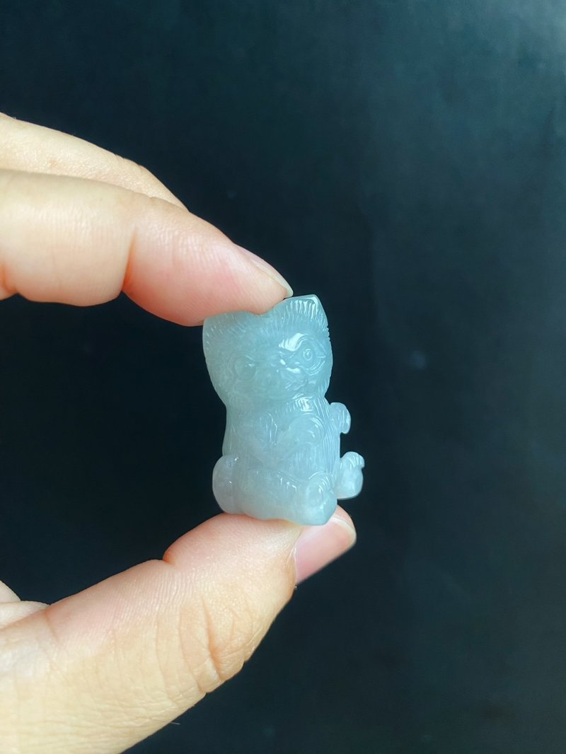 萌宠守护 天然翡翠小猫 摆件 疗愈系翡翠小伙伴 守护你的每一天 - 项链 - 玉石 白色