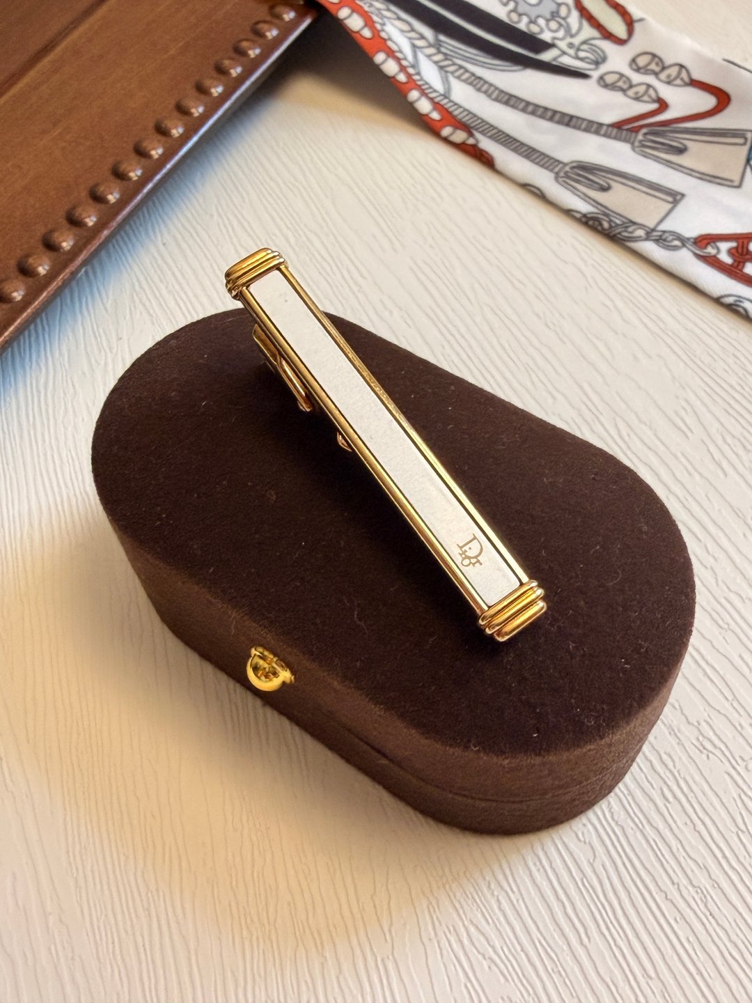 Christian Dior 中古金银双色拼接领带夹 西装礼件 礼物 婚礼 - 领带/领带夹 - 其他金属 银色