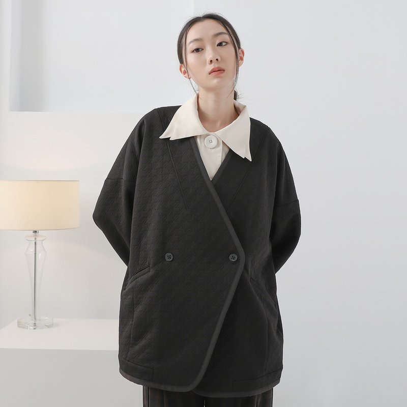 Weixin_维新褶片外套_22AF304_黑 - 女装休闲/机能外套 - 聚酯纤维 黑色