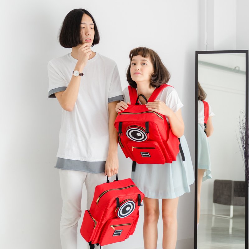 单眼怪兽后背包-红色 - 后背包/双肩包 - 其他材质 红色