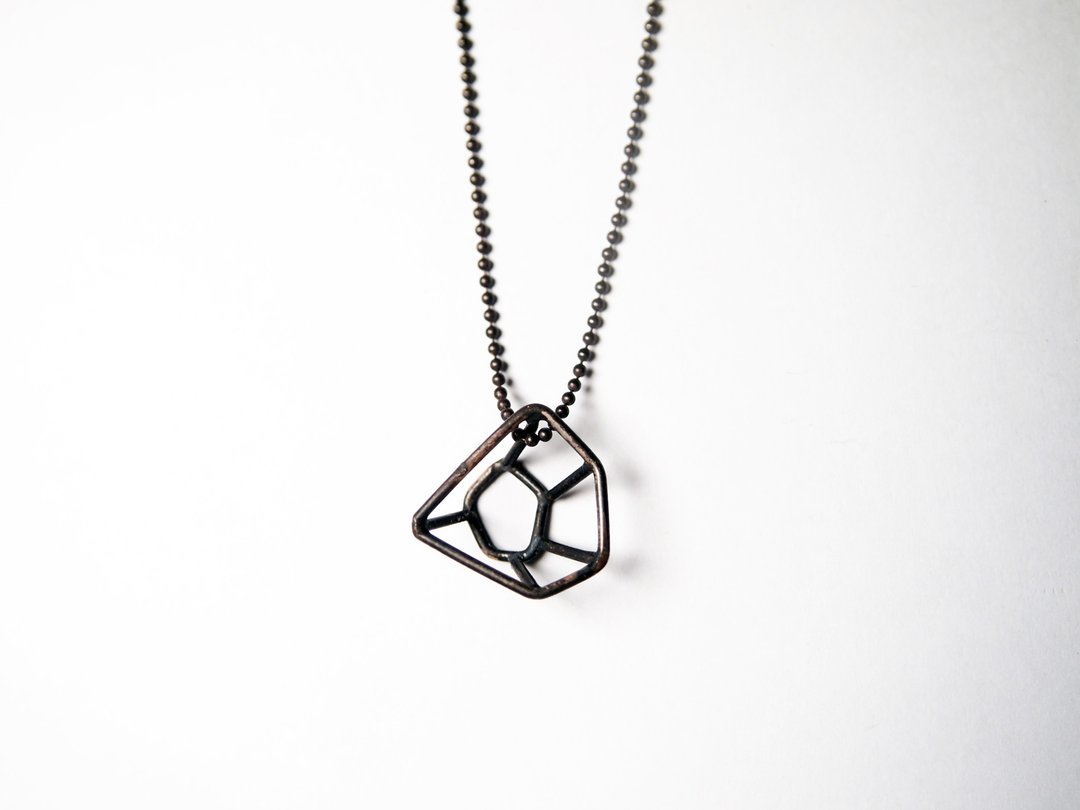 【Gem系列】 #a93 钻石项链/ 925银/ 手工礼物/ 定制化 - 项链 - 银 黑色