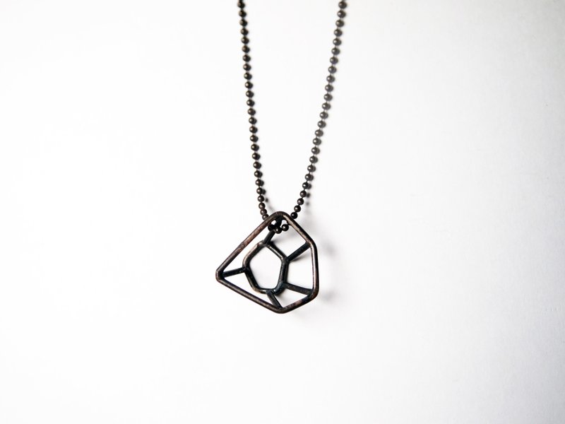 【Gem系列】 #a93 钻石项链/ 925银/ 手工礼物/ 定制化 - 项链 - 银 黑色