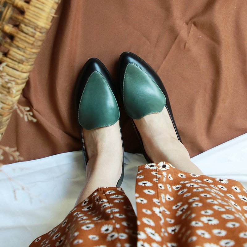 【手工订制】真皮配色复古爵士鞋_黑x绿 - 其他女款皮鞋 - 真皮 绿色