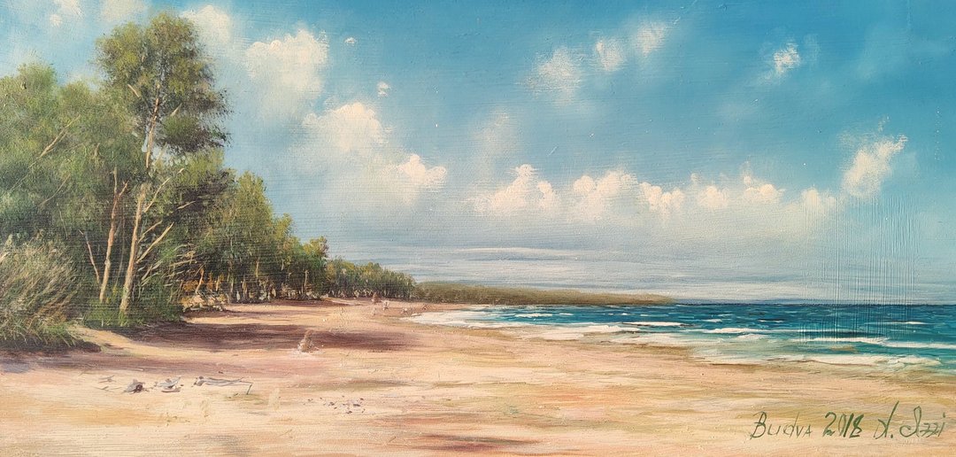 拉古纳海滩加州原创油画阳光海景海洋艺术品 - 插画/绘画/写字 - 木头 