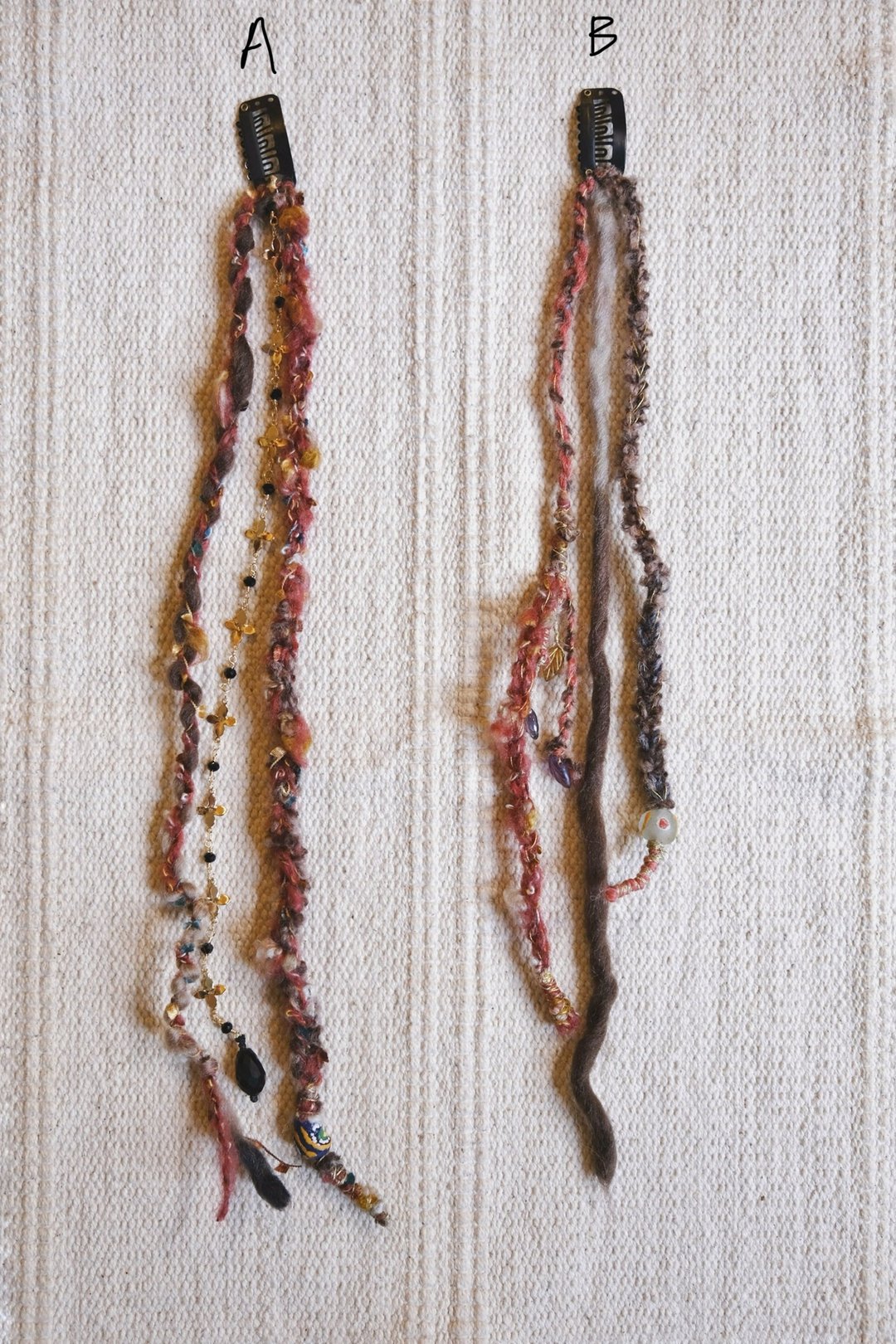 脏辫 穿戴式 发夹发片 Gypsy hair Clip (Red/Brown) - 发饰 - 羊毛 红色