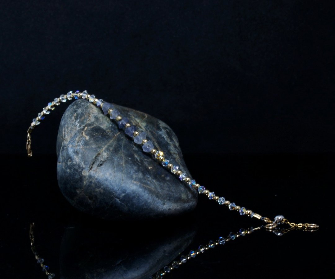 曰本 Cenfill 钢丝 堇青原矿 14K包金 GF Swarovski 水晶手链 - 手链/手环 - 宝石 