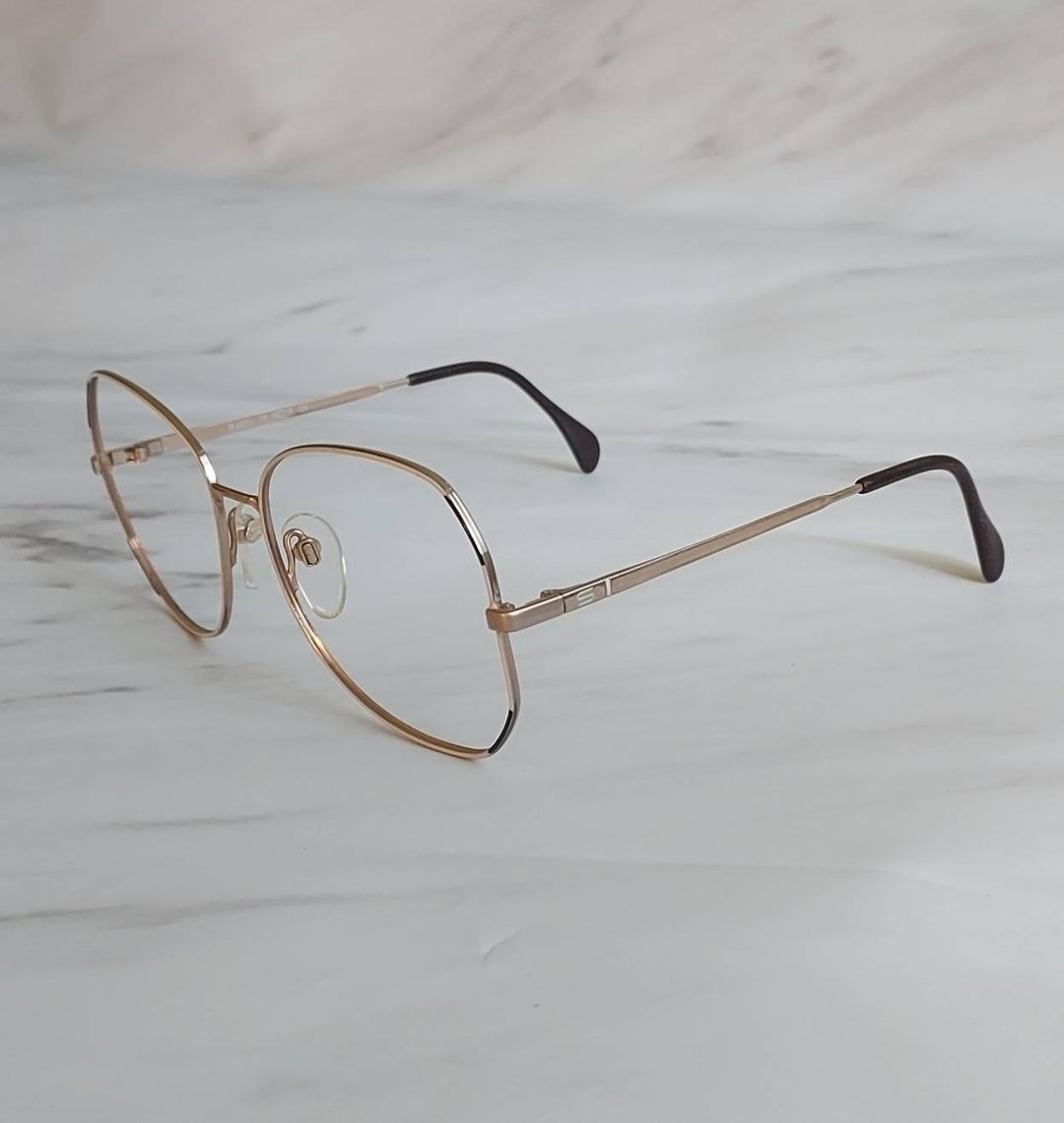 奥地利Silhouette 金边镶嵌黑色珐琅 金属镜框 VINTAGE老品全新 - 眼镜/眼镜框 - 其他金属 金色