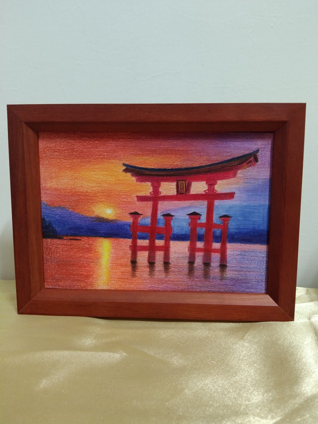摆设 / 海上鸟居 / 色铅笔画 / 原稿 / 含框 - 海报/装饰画/版画 - 纸 